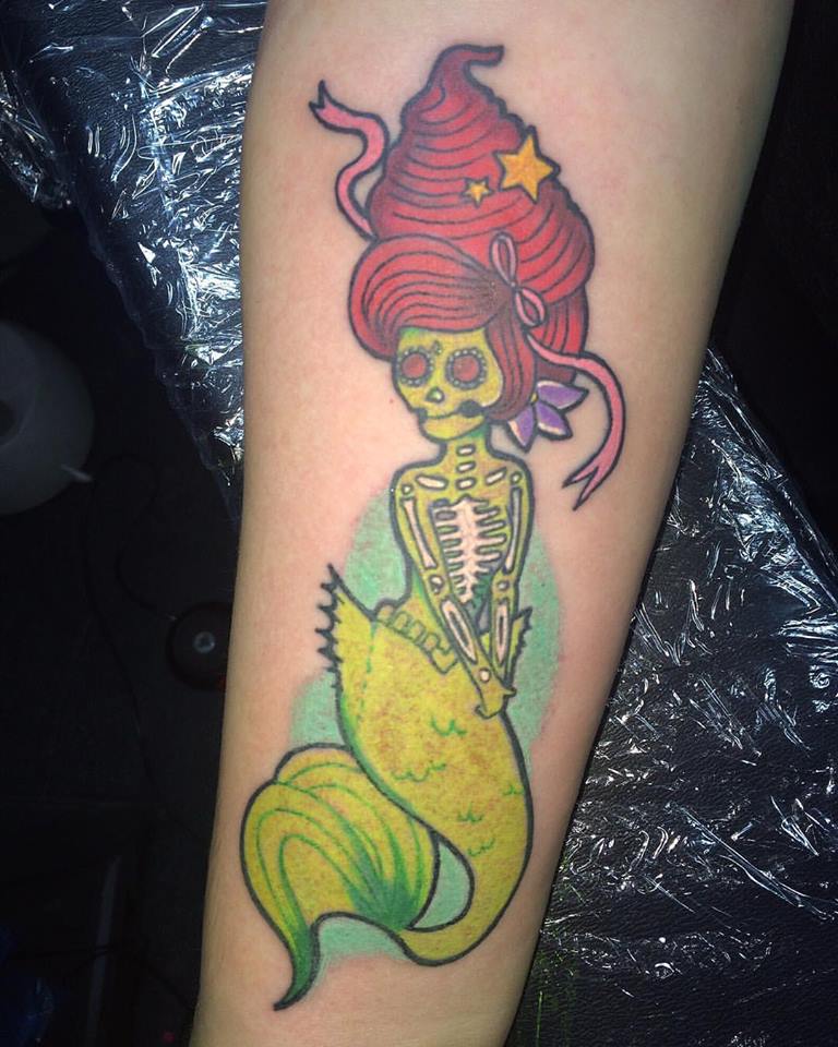 Funny Zombie Mermaid Tattoo