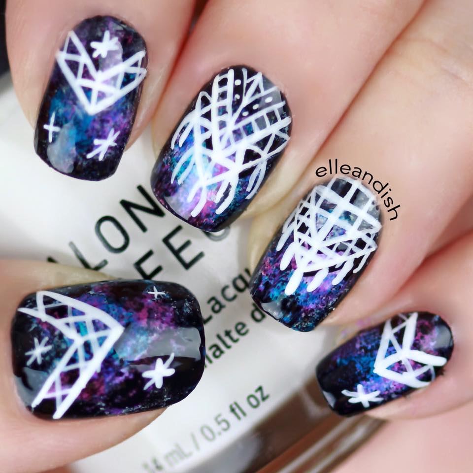 Galaxy Nails With Boho Lace