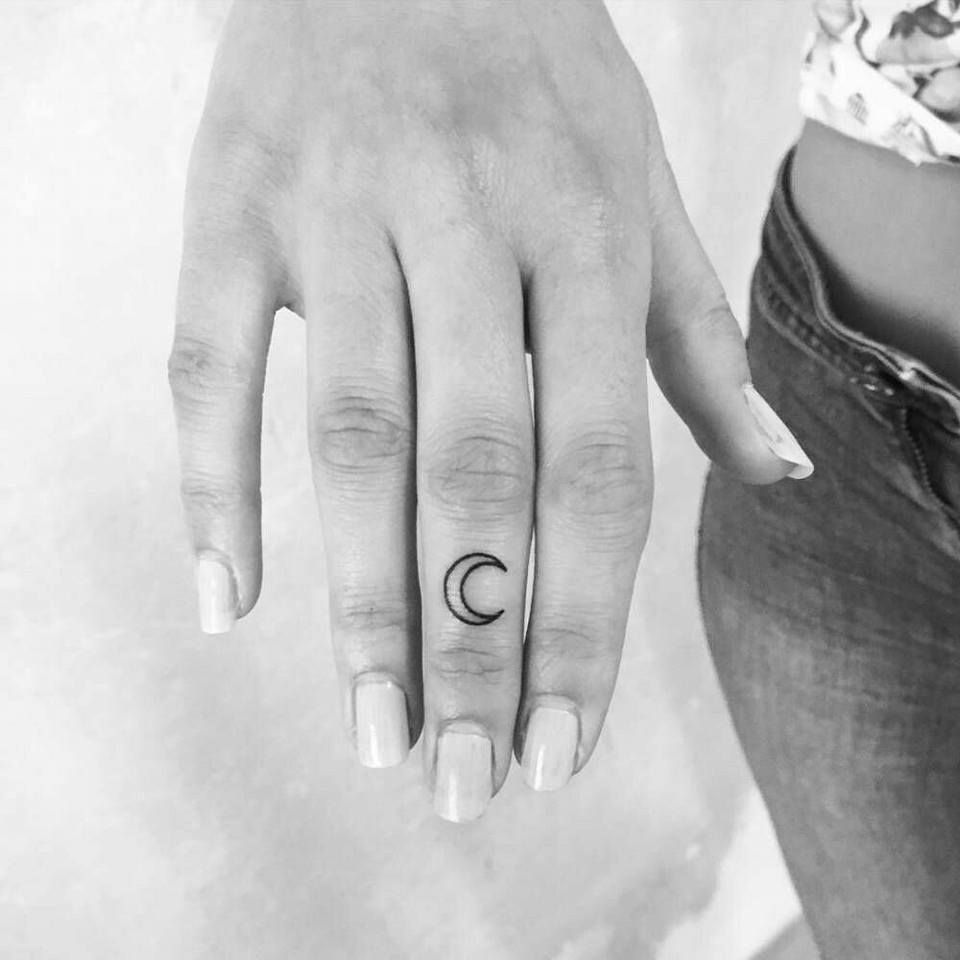 Half Moon Finger Tattoo