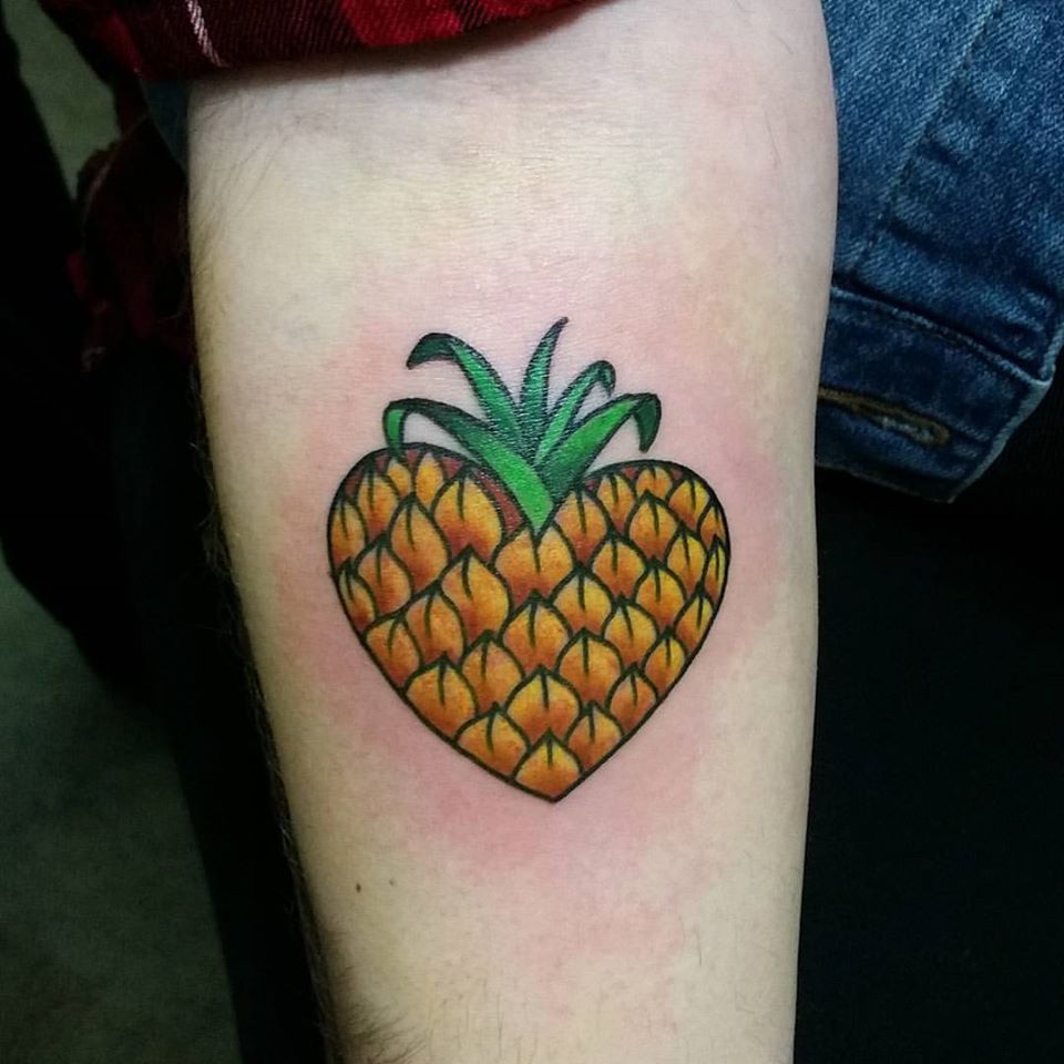 Heart Shape Pineapple Tattoo Idea