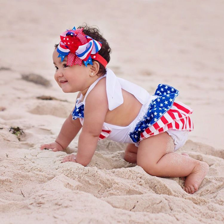 Independence Day Romper With Matching Headband