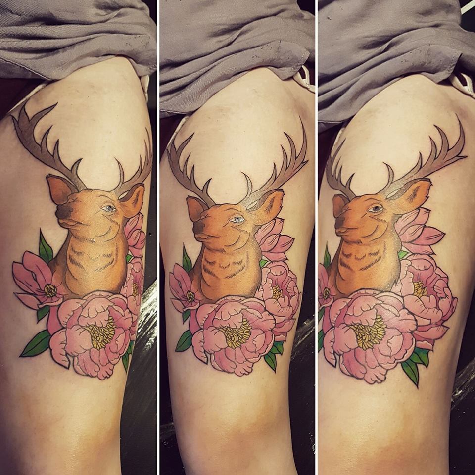 Lily With Deer On Thigh
