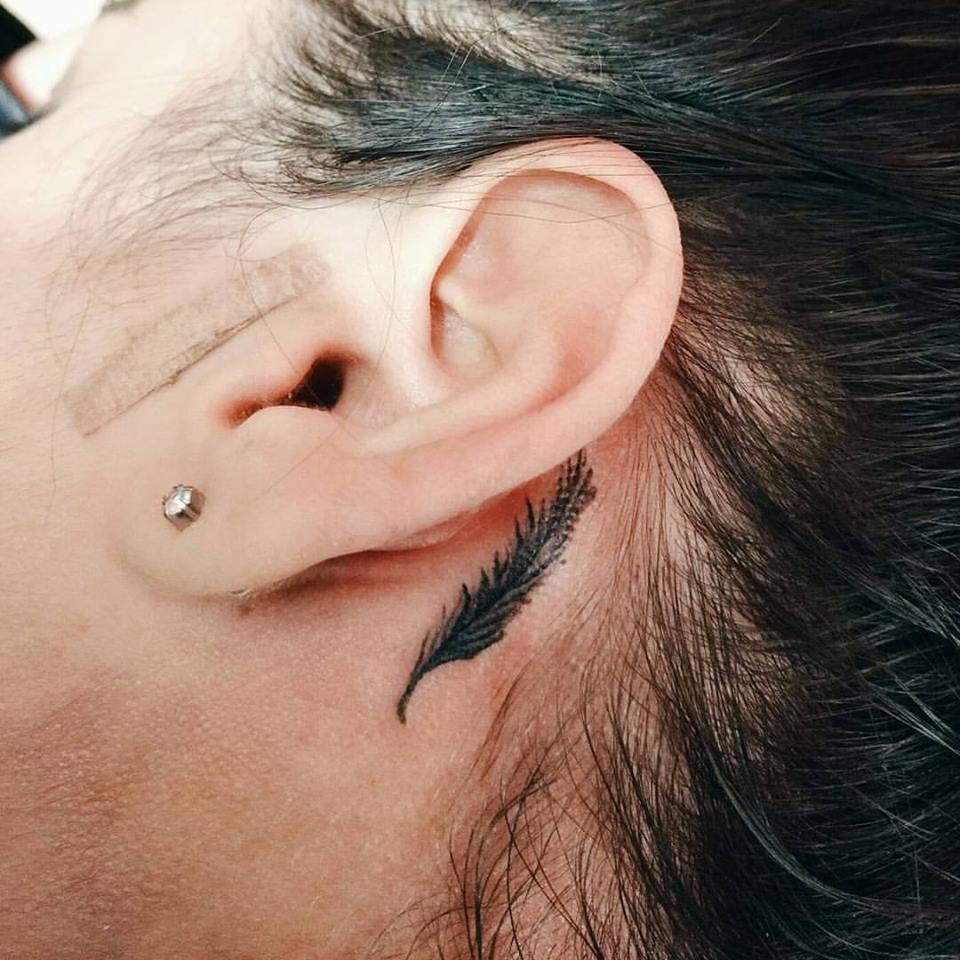 Line Work Ear Tattoo