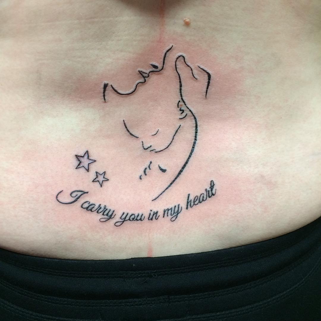 Line work Mother Love Lower Back Tattoo