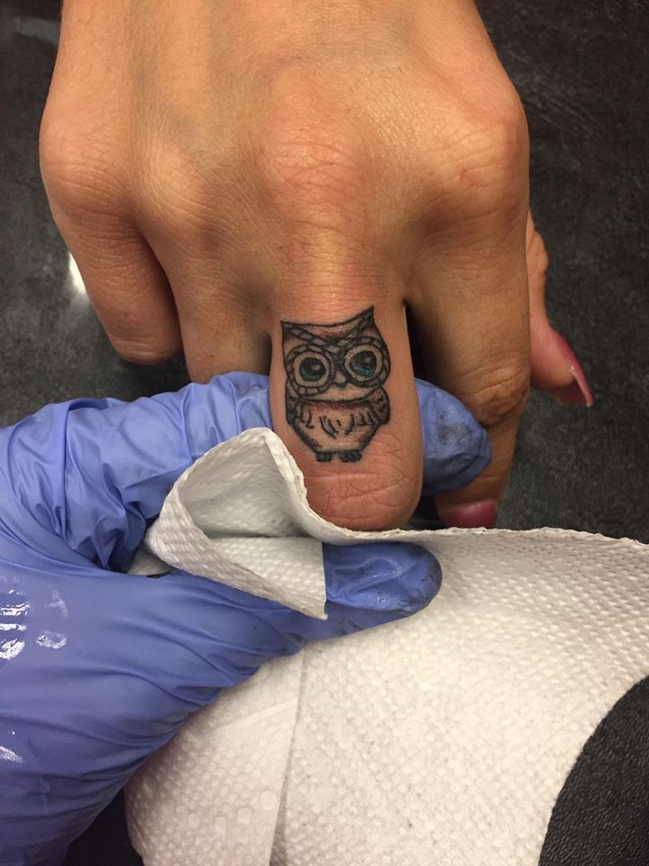 Little Owl Finger Tattoo