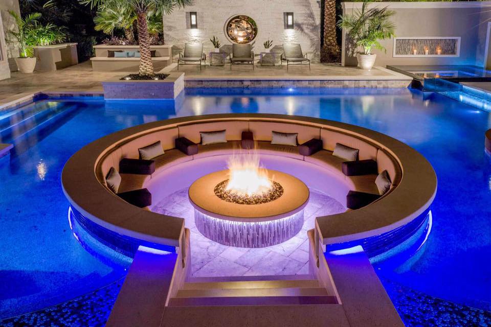 Luxury Fire Pit Inside The Pool