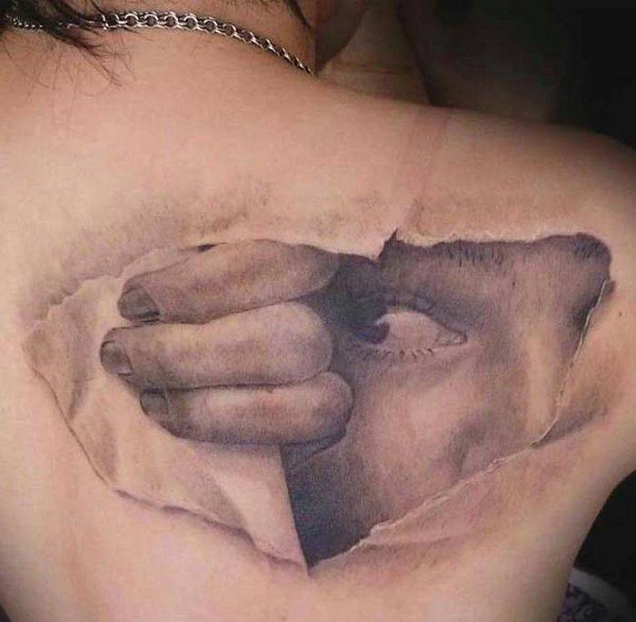 Marvellous 3D Tattoo On Back