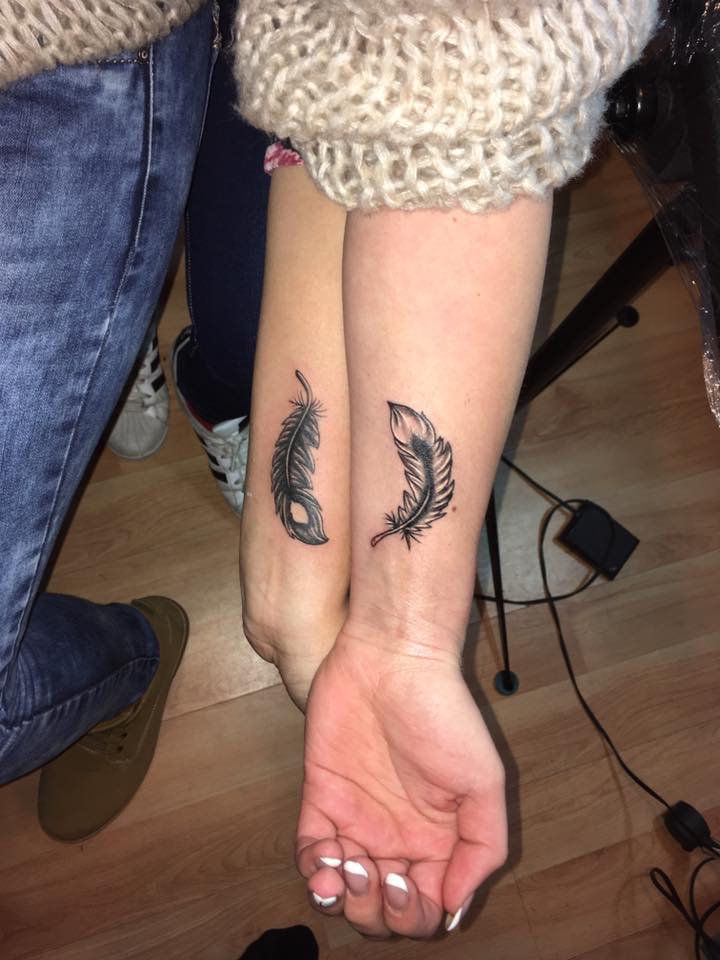 Matching Feather Tattoo'