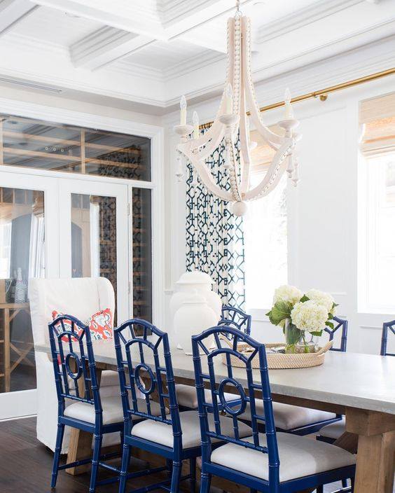 Navy Blue Decoration In Dining Room