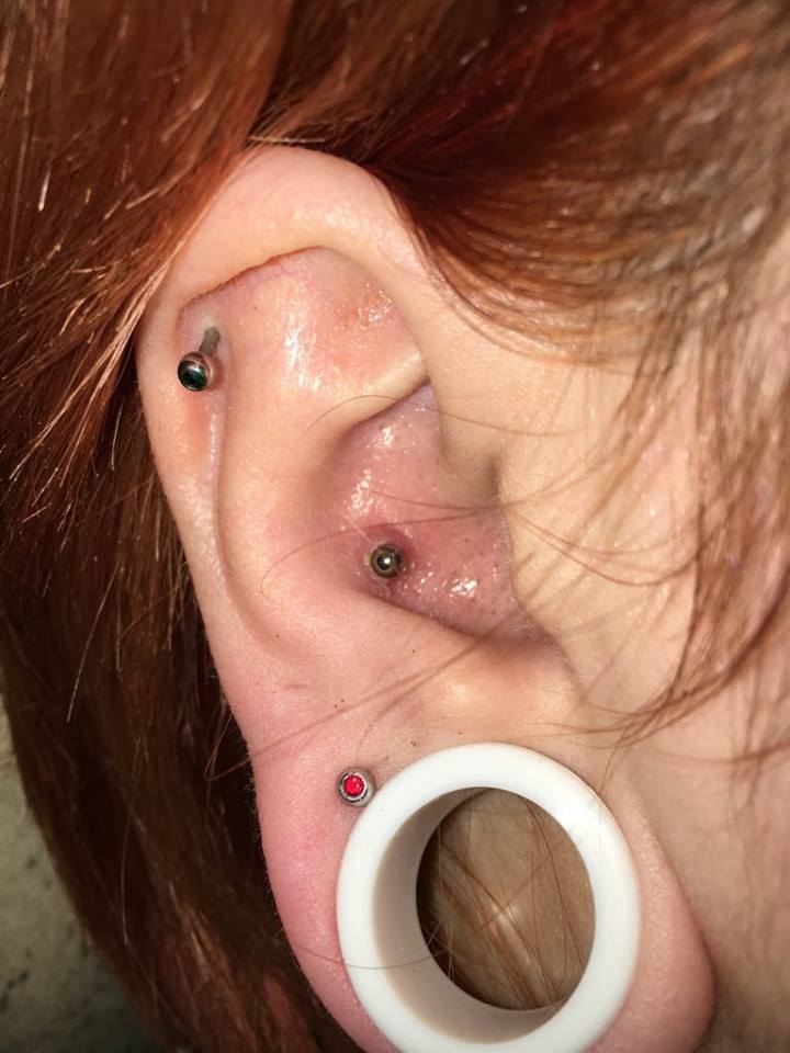 Normal And Upper Lob With Helix & Outer Cunch Piercing Idea