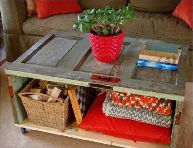 Old Door Used As Coffee Table