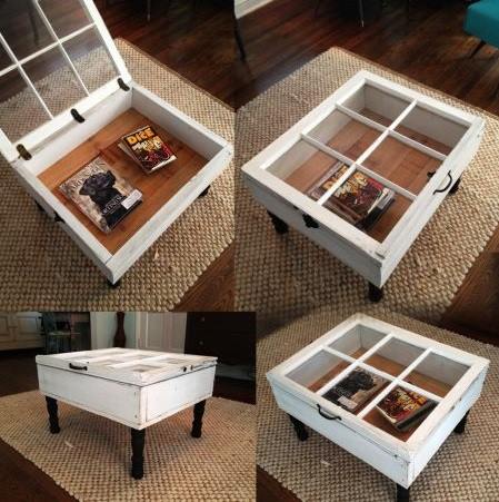 Old Window Used As Coffee Table
