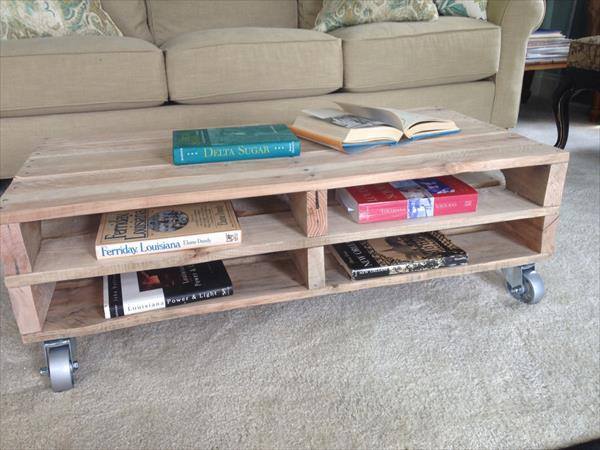 Pallet Coffee Table With Books Storage