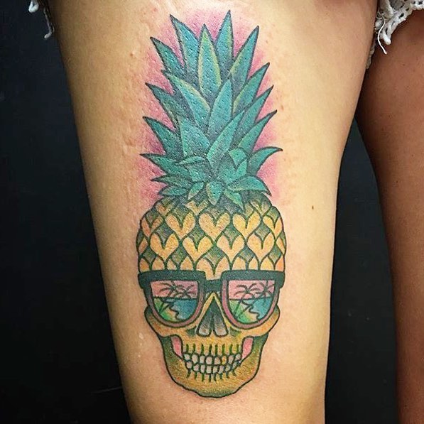 Pineapple Skull Tattoo