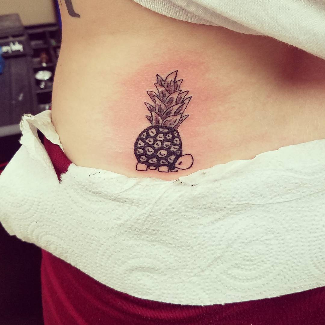 Pineapple Turtle Lower Back Tattoo