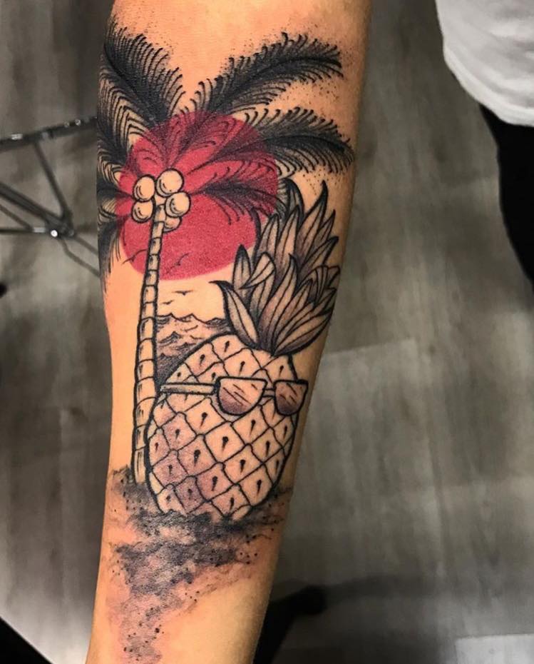 Pineapple With Coconut Tree