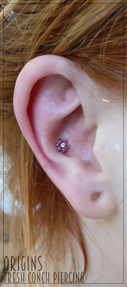 Pink Crystal Flower in Outer Conch