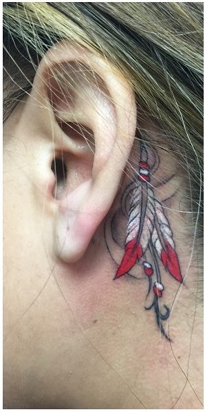 Red & White Hanging Feathers