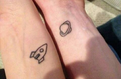 Rocket With Planet Tattoo