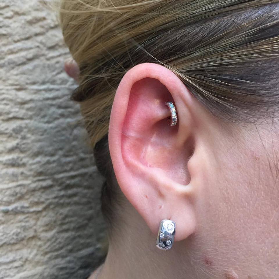 Rook Piercing With Opal