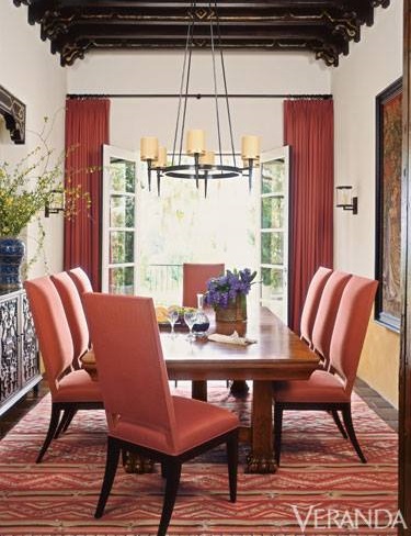 Rust Red Dining Chairs With Matching Drapery