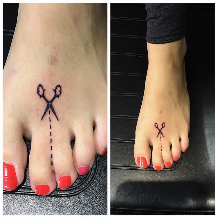 Scissors Foot Tattoo