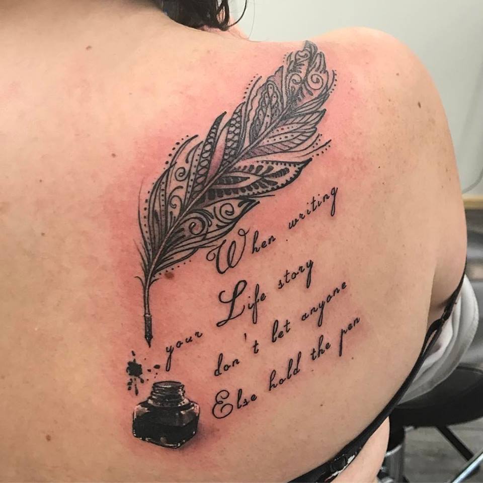 Shoulder Feather With Quote