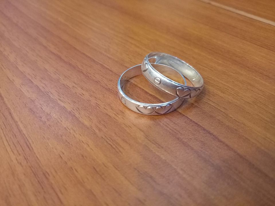 Silver Couple Rings With Heart