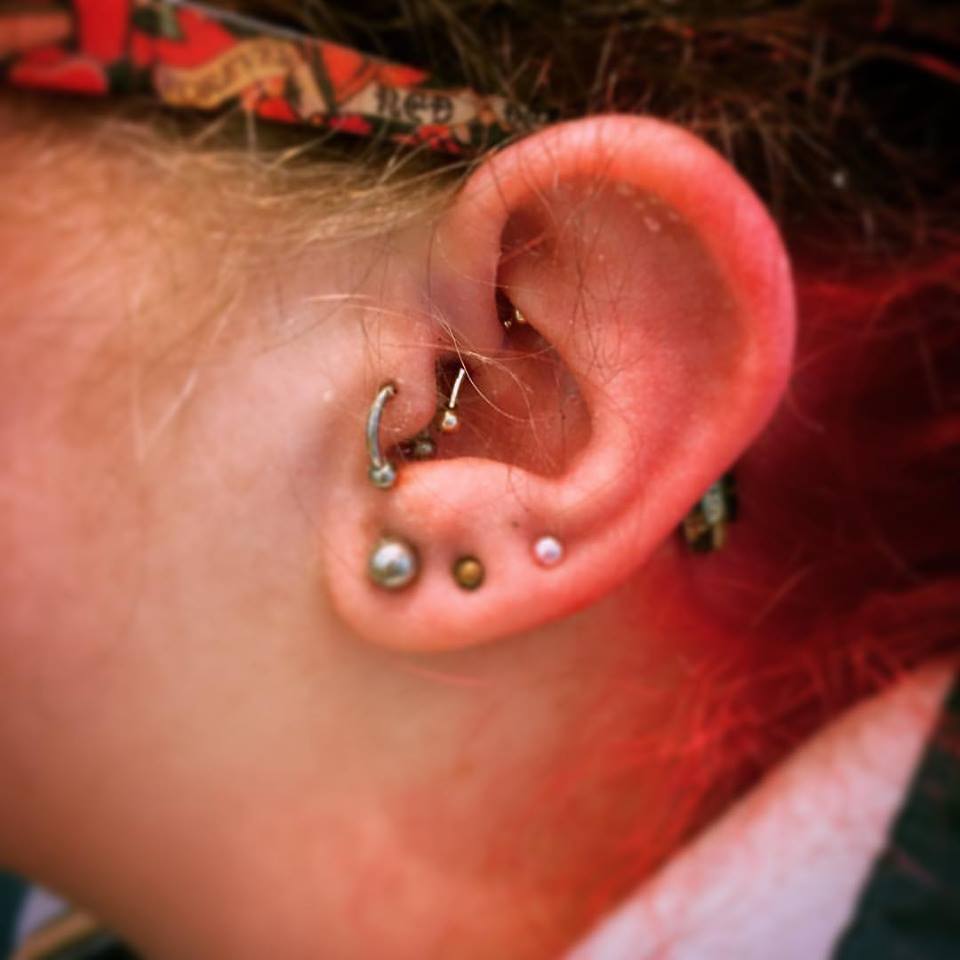 Silver Daith Piercing With Silver Lining