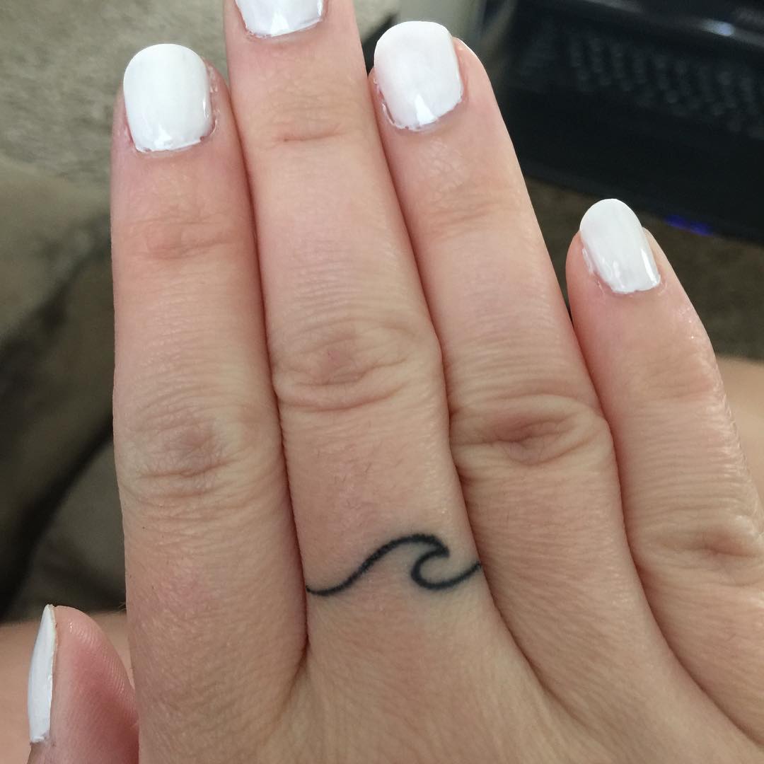 Simple Wave Inked On Finger