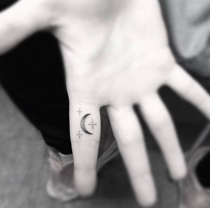 Small Moon Finger Tattoo