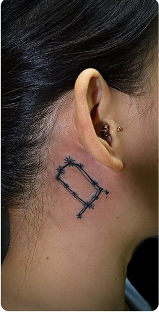 Square Inked Behind The Ear
