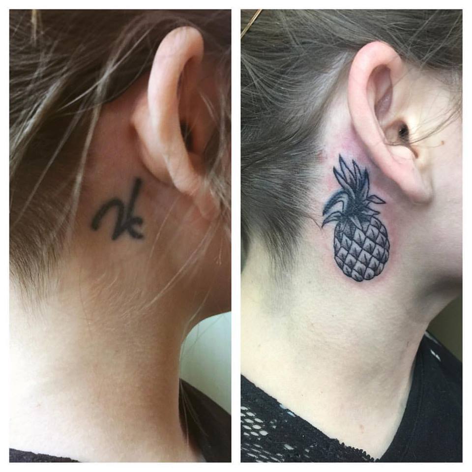 Tiny Pineapple Behind The Ear