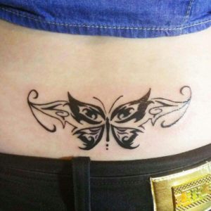 Tribal Butterfly Lower Back Tattoo