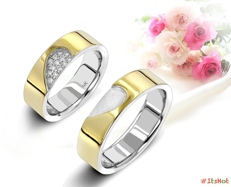 Two Tone Diamond Wedding Rings