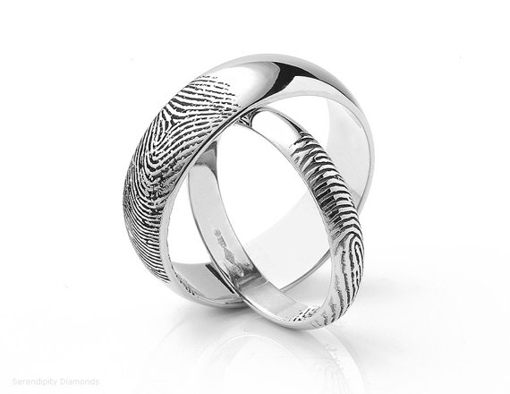 Wedding Rings With Engraved Couple Finger Prints