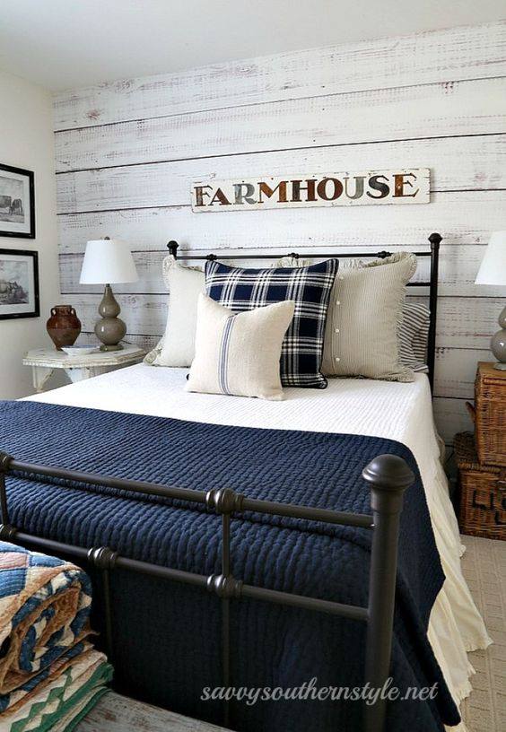 Adorably Stylish Rustic Bedroom With Beautiful Nightstand Lamp, Wall Decor And Accessories