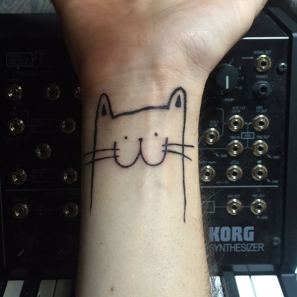 Amazing Doodle Cat Tattoo On Wrist