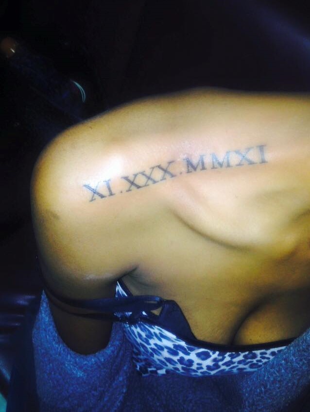 Awesome Roman Numerals Tattoo On Shoulder