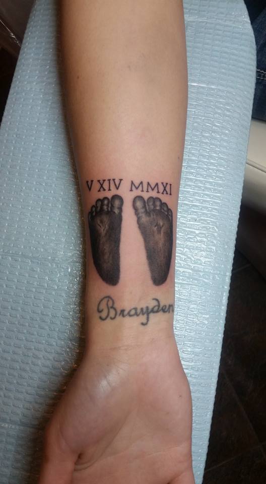 Baby Foot Print With Roman Numerals