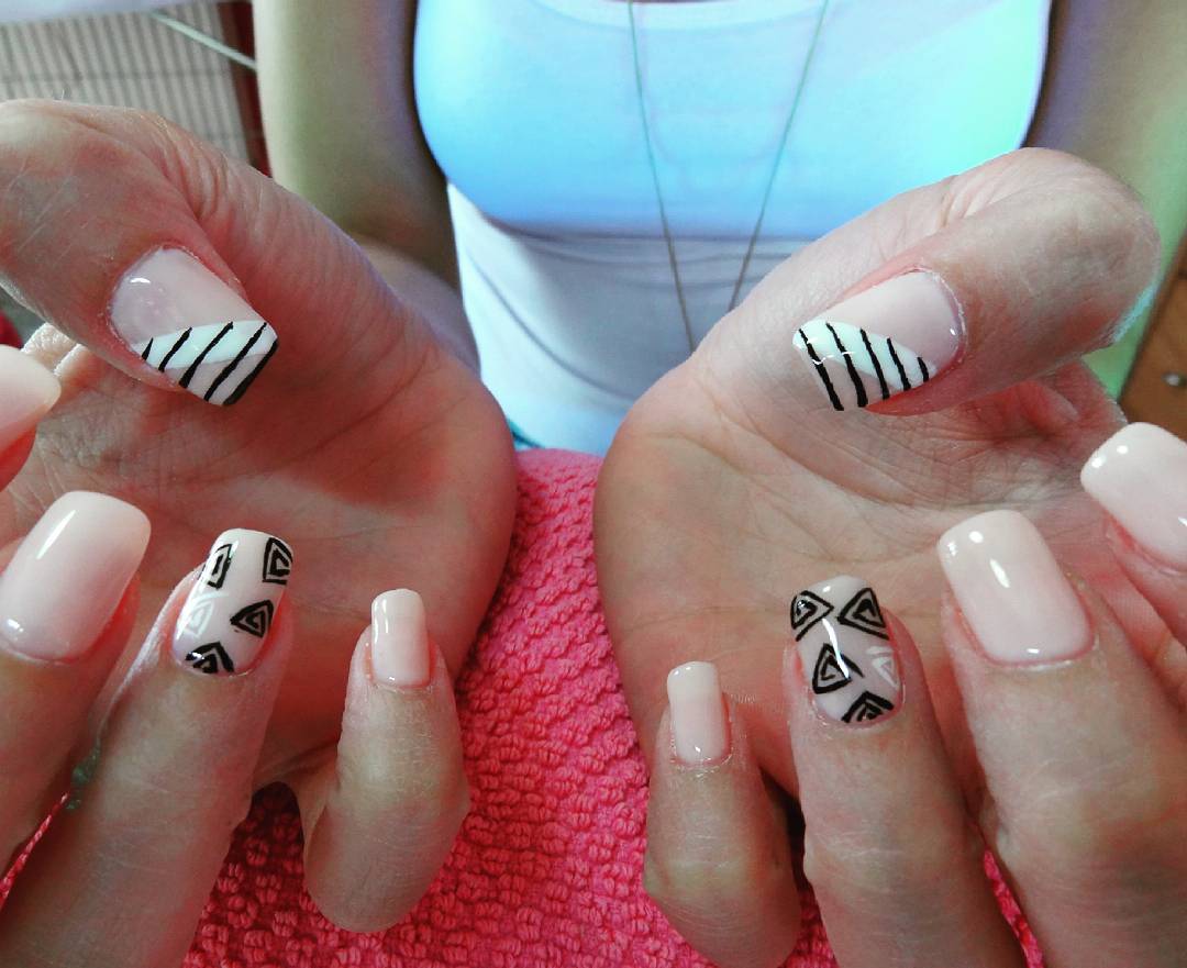 Black & White Chic Boho Nails