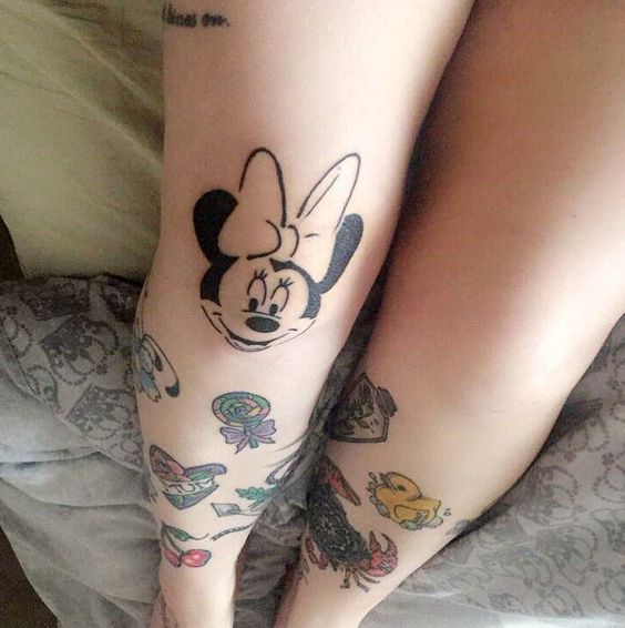 Charismatic Minniemouse Disney Knee Tattoo