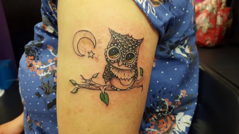 Custom Owl And Moon On Bicep