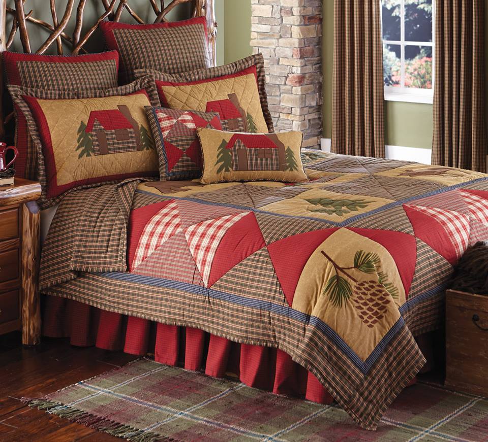 Dashing Rustic Bedroom With Cozy Cotton Gingham Print Quilt