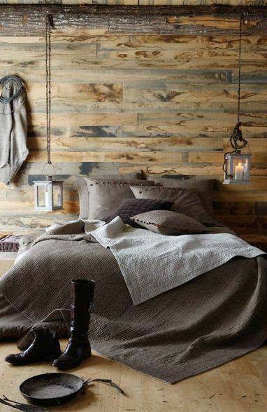 Decent Rustic Bedroom With Grey Quilt And Matching Pillows