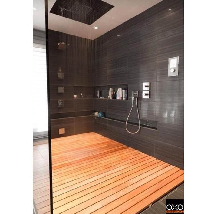 Enchanting Shower Design With Beautiful Flooring And Accessory