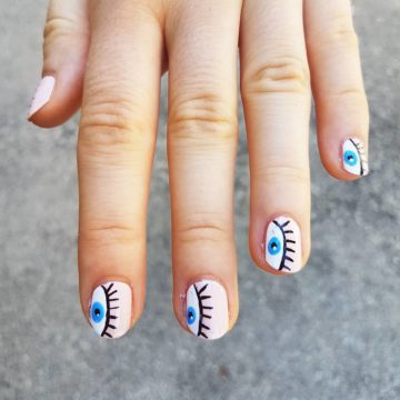 Nude Nails With Blue Eyes