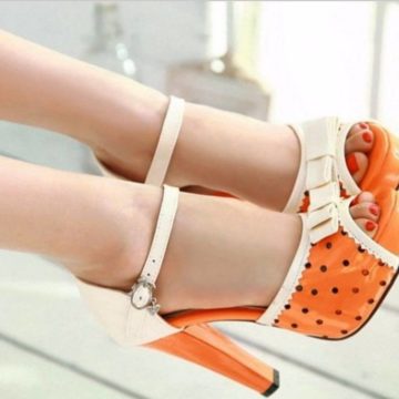 Orange & Cream Poka Dots High Heels Pump