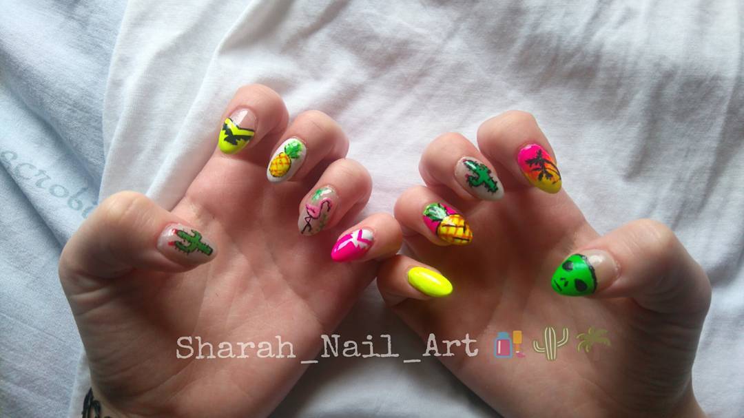 Pineapple, Cactus & Flamingo On Nails