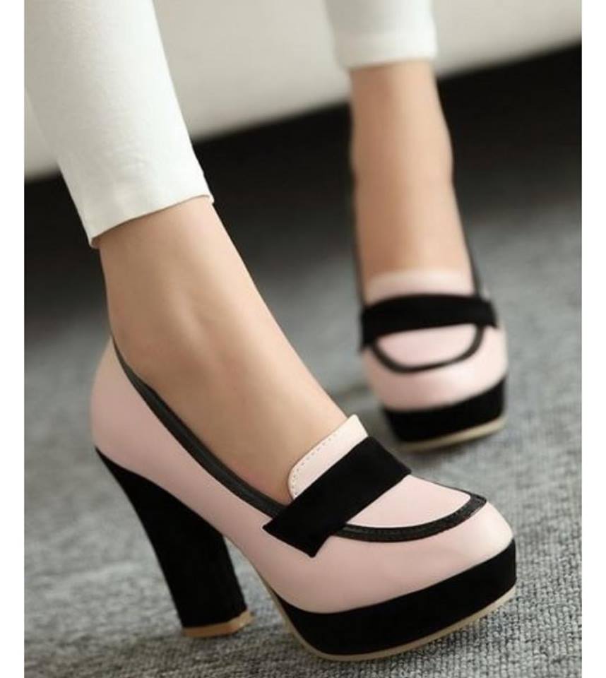 Pink & White High Heels Shoes Pumps